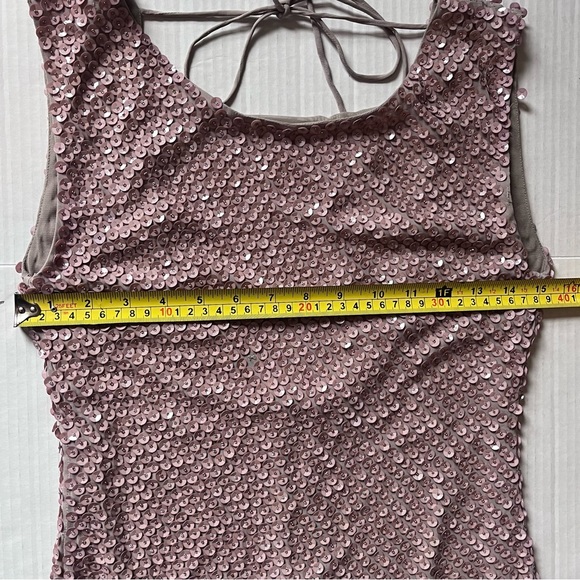 Alice + Olivia silk sequin blush mauve mini dress size 2 - Picture 6 of 10